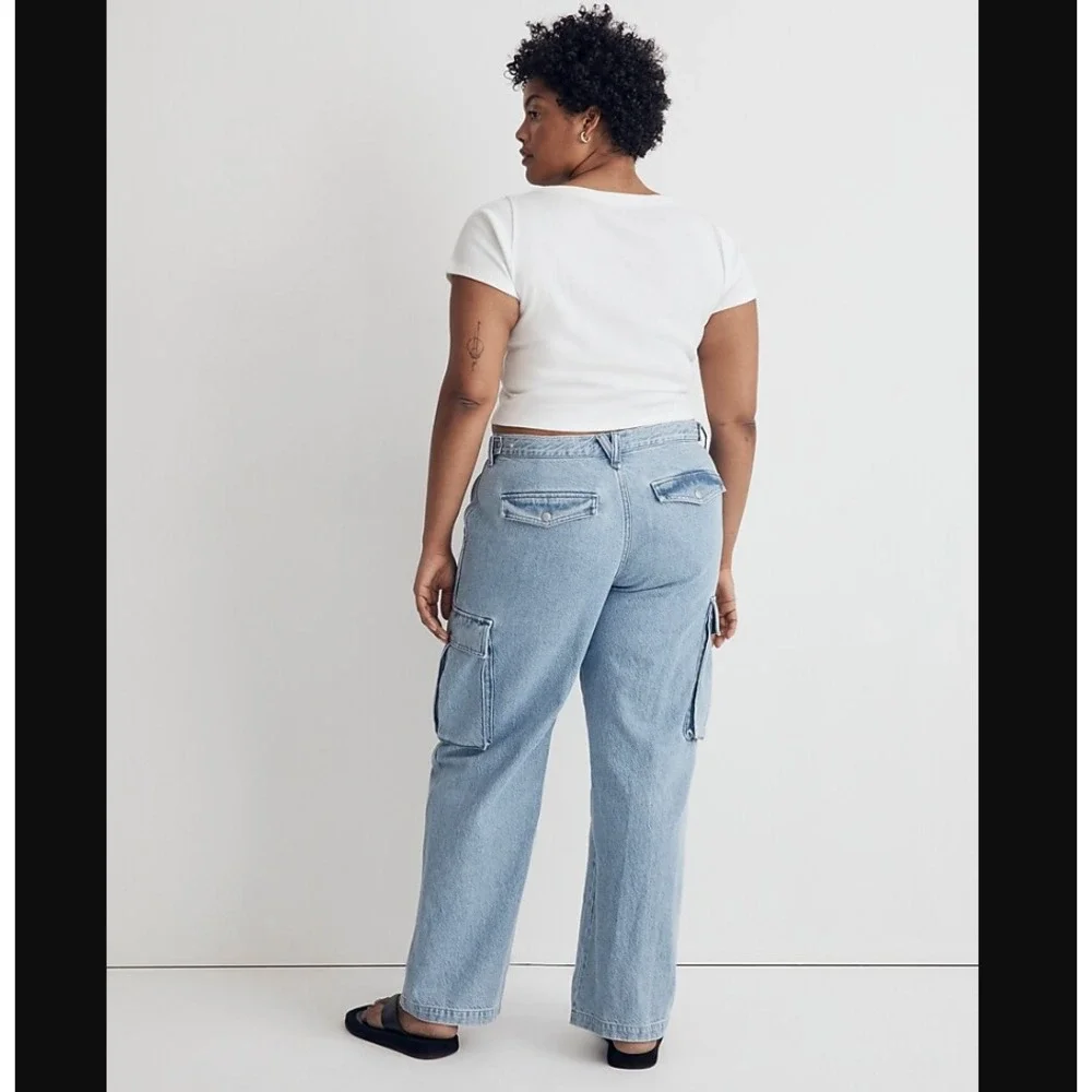 Madewell NEW NWT Womens 31 Blue Low Slung Straight Leg‎ Cargo Jeans